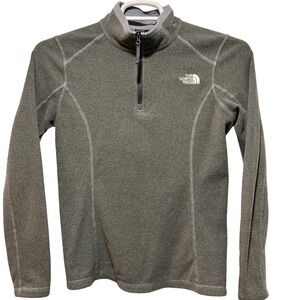 The North Face Womens Fleece 1/4 Zip Pullover Gray Long Sleeve Sweatshirt Size S